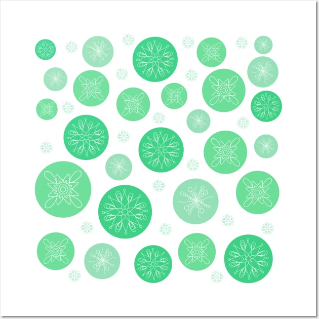 Round green snowflakes pattern Wall Art by Farhad